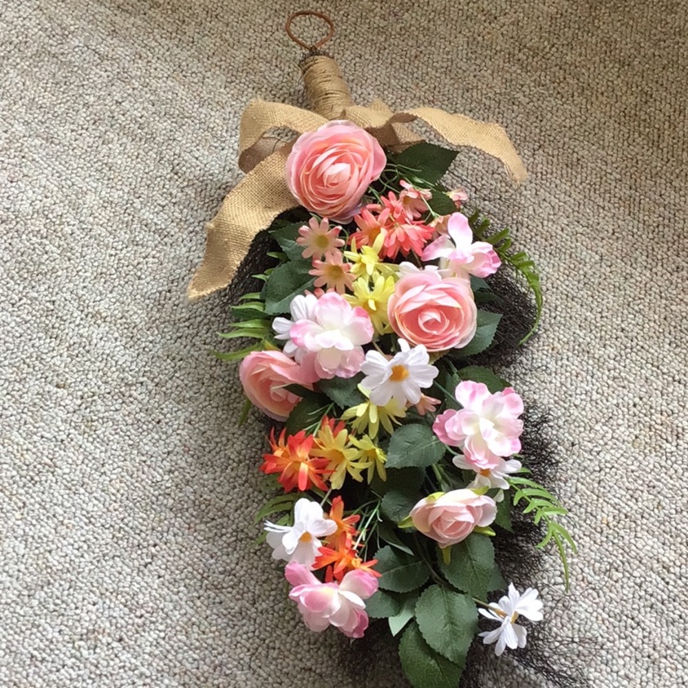 Floral Wall Hanging with Pink and Green Accents